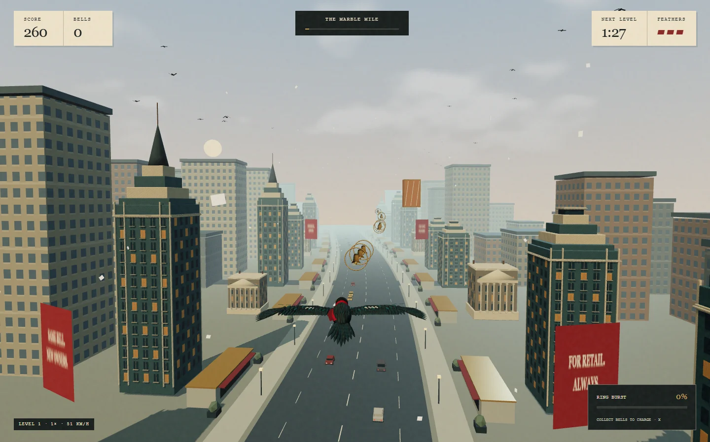 Actual gameplay from The Getaway: Jack in flight through the modeled financial district