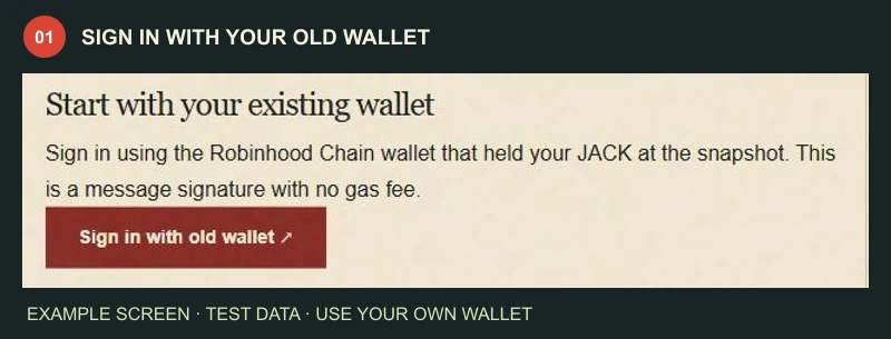 Example sign-in panel highlighting the Sign in with old wallet button.